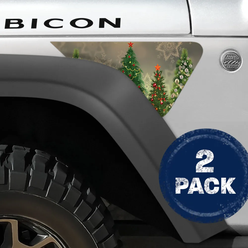 Xmas Tree Lights 2pc Vinyl Fender Decal product image