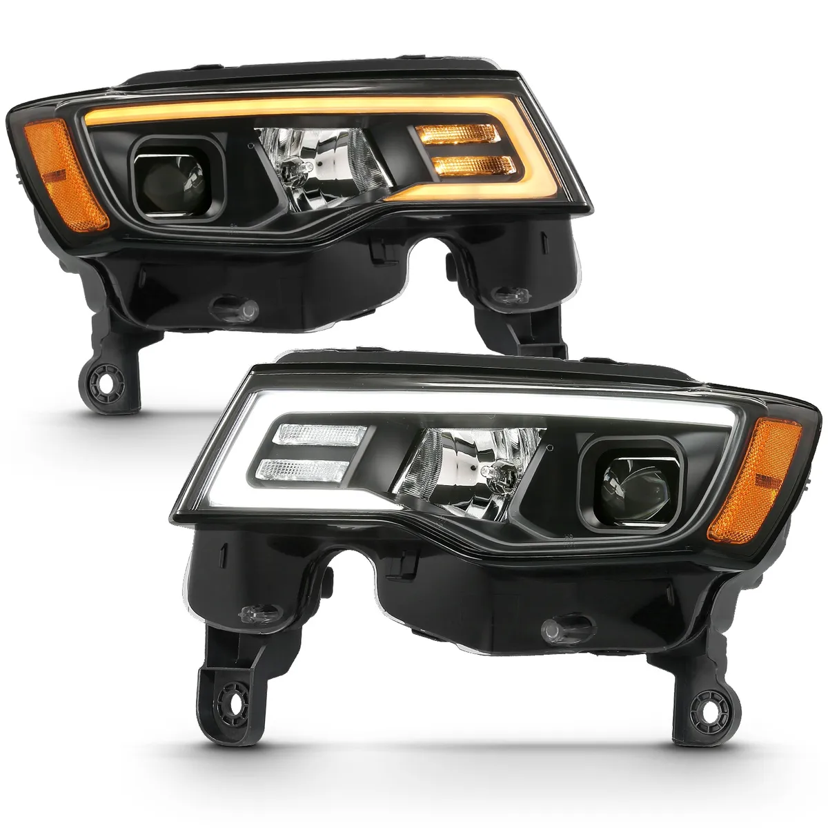 Jeep Grand Cherokee 17-22 Projector Switchback LED Plank Style Headlights Black (Not For HID Models) product image
