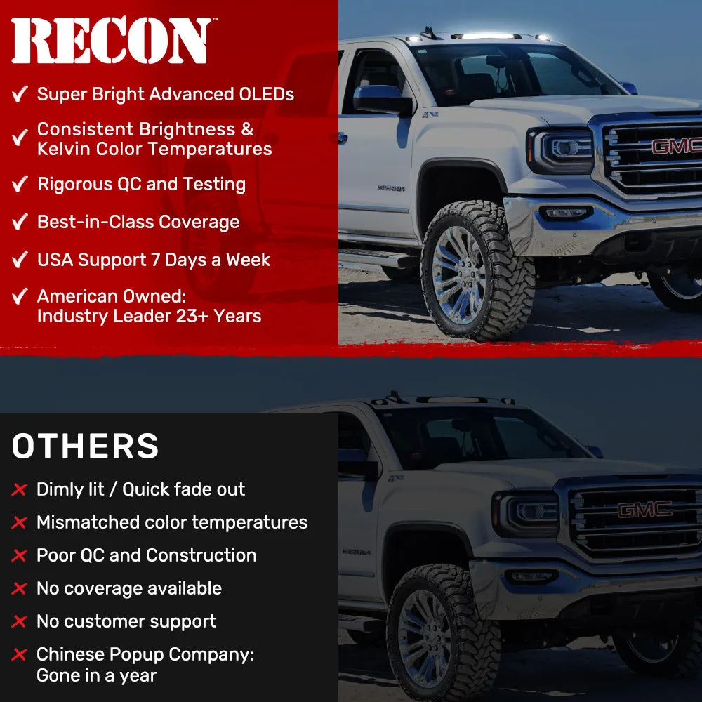 Gmc Chevy 15-19 3rd Gen Body Style Heavy-Duty 3-Piece Set Smoked Cab Roof Light Lens With 2-Way Forward Rear Facing White Ultra High-Power Leds - Plug-N-Play Installation Replaces OEM Installed Cab Roof Lights product image