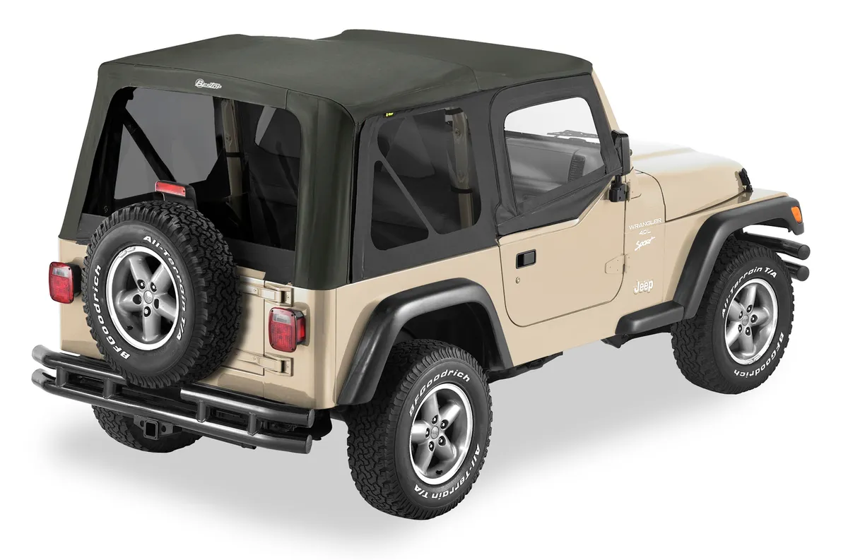 Replace-A-Top for OEM Hardware For Jeep 1997-2002 Wrangler TJ Tinted Black Sailcloth Upper Door Skins Included Bestop product image