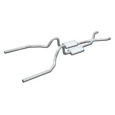 Pypes Performance exhaust Crossmember Back w/X-Pipe Exhaust System 65-70 Mustang Split Rear Dual Exit 2.5 in Intermediate And Tail Pipe Street Pro Mufflers/Hardware Incl Tip Not Incl Pypes Exhaust