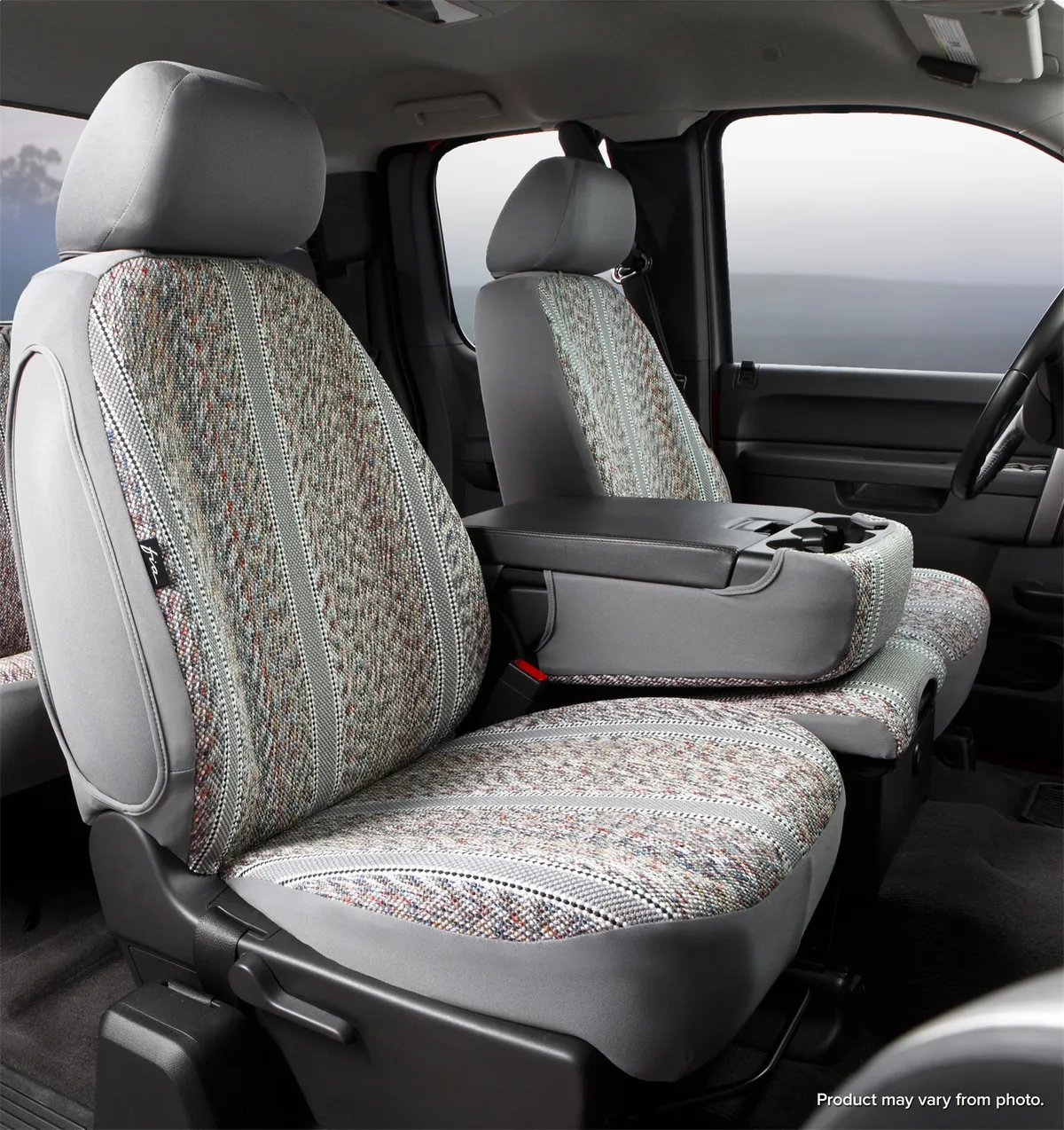 Wrangler™ Custom Seat Cover; Saddle Blanket; Gray; Split Seat 40/20/40; Armrest/Storage; product image
