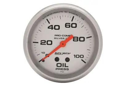 AutoMeter Gauge, Oil Press, 2 5/8", 100psi, Liquid Filled Mech, Ultra-Lite