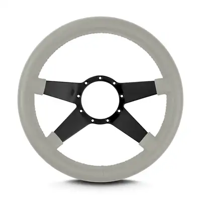 Lokar Lecarra Mark 9 Standard Steering Wheel; Light Grey; Black Spokes; 14 in. Thick Grip;