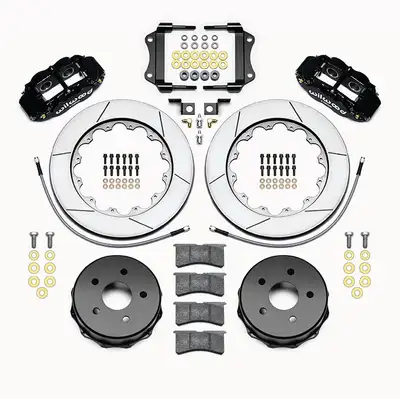 Wilwood Brakes 2007 - 2018 Jeep Forged Narrow Superlite 4R Big Brake Rear Brake Kit For OE Parking Brake - 140-14066 - SRP Drilled & Slotted / Black