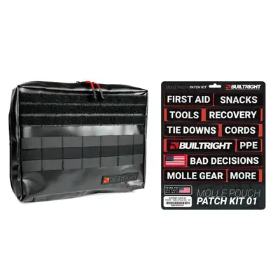 BUILTRIGHT "MOLLE Pouch, Black - Large, 13"" x 10"""