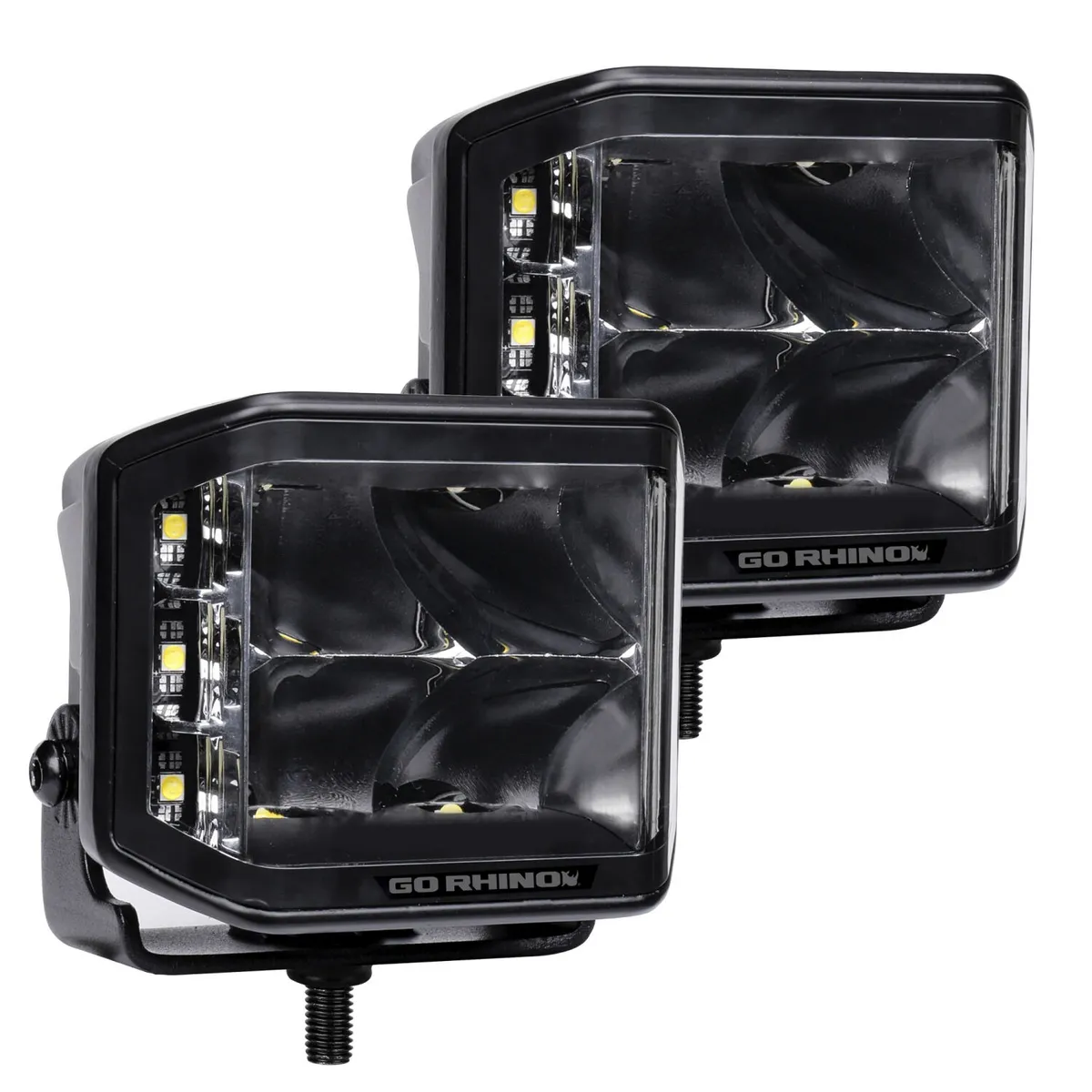 go Rhino 750700321scs Blackout Series - Sideline 4x3 LED Cube Spot Lights, Pair product image