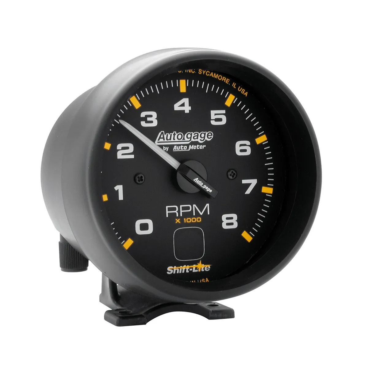 Gauge, Tach, 3 3/4", 8k RPM, Pedestal w/ shift light, Blk Dial Blk Case, AG product image