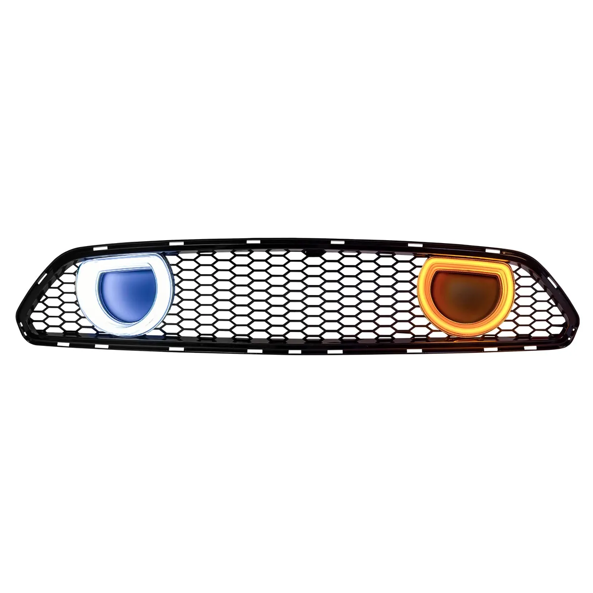 American Modified Amfmca00617 Mach 1 Style Upper Grille With LED DRL And Turn Signal - Glossy Black product image