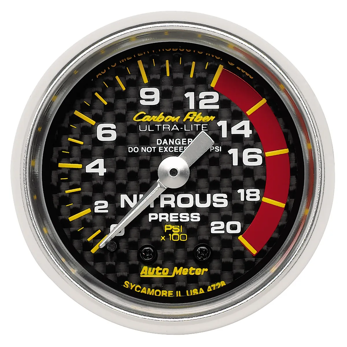 Gauge, Nitrous Pressure, 2 1/16", 1600psi, Mechanical, Carbon Fiber product image