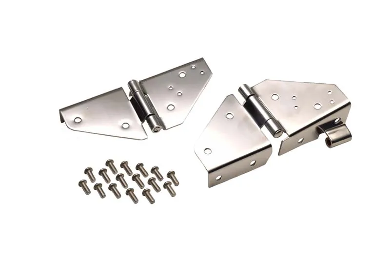 Jeep CJ/YJ Windshield Hinge Pair 76-95 CJ and Wrangler YJ Polished Silver Kentrol product image