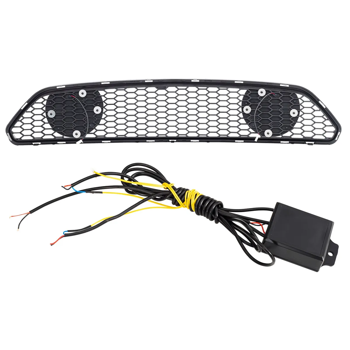 American Modified Amfmca00615 Mach 1 Style Upper Grille With LED DRL And Turn Signal - Matte Black product image