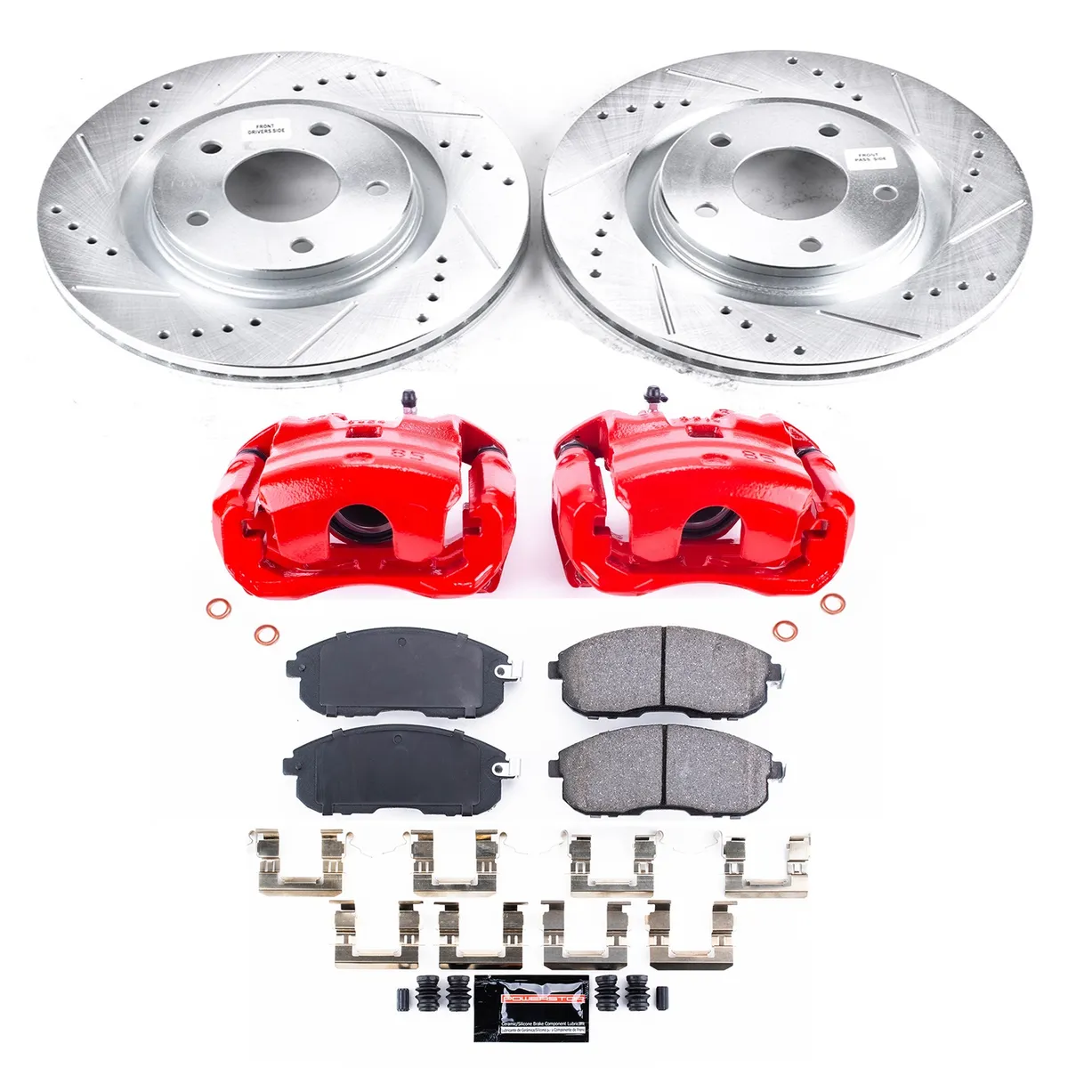 Z23 Evolution Sport Upgrade Kit: Drilled/Slotted Rotors; Carbon-Fiber Ceramic Pads; Powder Coated Calipers product image