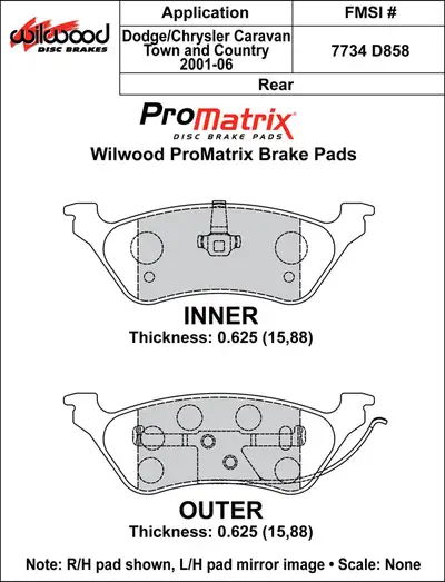 Wilwood Brakes 2001 - 2007 Chrysler, Dodge Original Equipment Pads - 150-D0858K