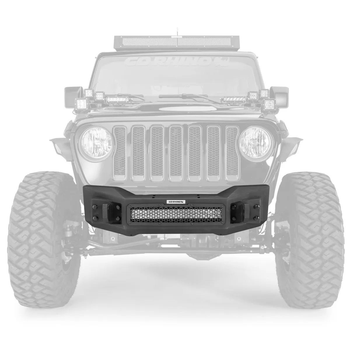 Go Rhino 07c Wrangler/20c Gladiator Rockline Front Stubby Bumper Black Powdercoat Finish