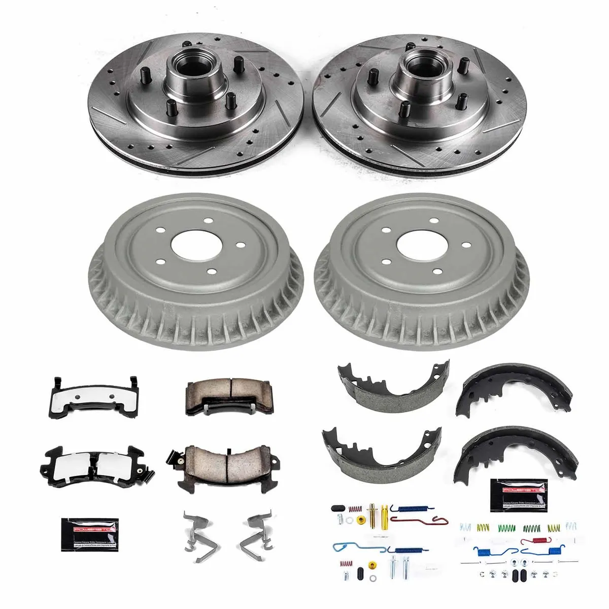 Z36 Truck/Tow Upgrade Kit: Drilled/Slotted Rotors; Carbon-Fiber Ceramic Pads W/Hardware; Coated Drums; Shoes W/Hold Down And Adjuster Kit product image