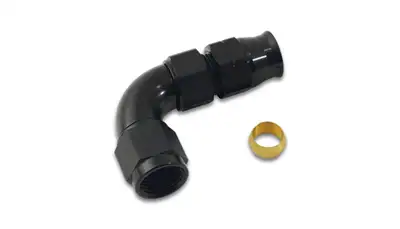 Vibrant Performance 90 Degree Tube to Female AN Adapter Fitting; -6AN; 0.375 in. Tube OD; 6061 Aluminum; Black Anodized;