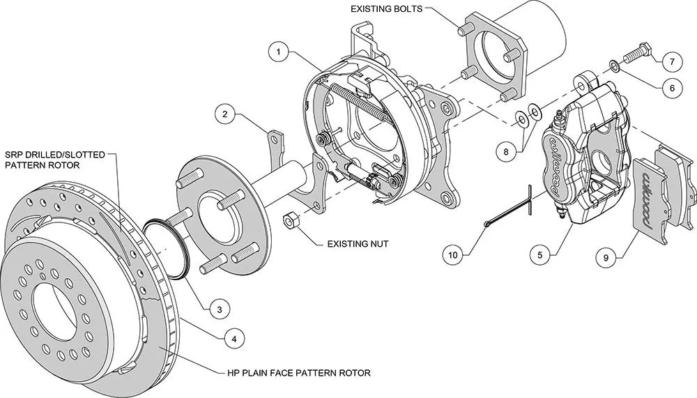 Wilwood FDLI PS Park Brake Kit Drilled Red BOP Axle 2.75in Bearing 2.75 Offset product image