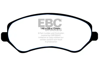 EBC Brakes 6000 Series Greenstuff Truck/SUV Brakes Disc Pads; FMSI Pad No. D856; Vented; 288mm Dia.; 65mm Height; 28mm Thick; 72mm Center Hole Dia.; Pad Dimensions: 146 x 59 x 17mm;