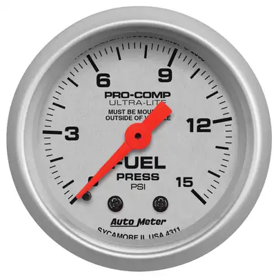 AutoMeter Gauge, Fuel Pressure, 2 1/16", 15psi, Mechanical, Ultra-Lite