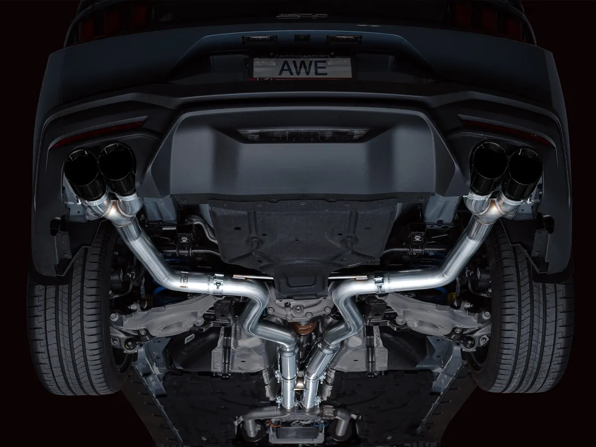 AWE SwitchPath™ Exhaust for S650 Ford Mustang GT Fastback - Quad Chrome Silver Tips product image