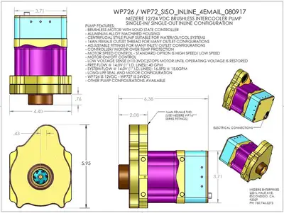Meziere Brushless Intercooler Pump, Inline, 12V, ON/OFF