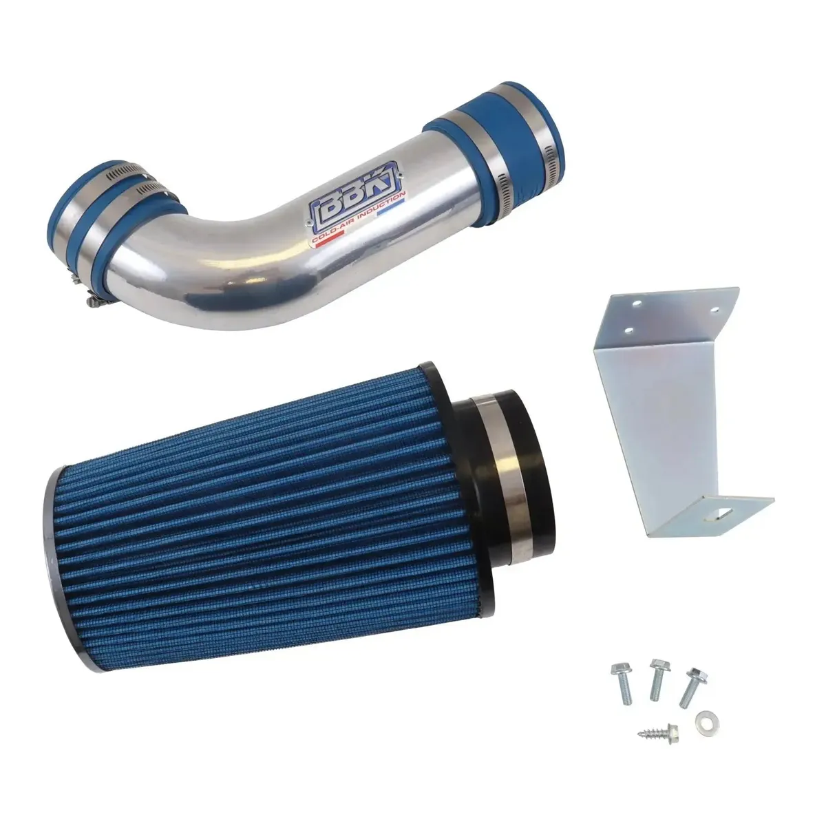 Ford Mustang 5.0 Cold Air Intake Kit Non Fender well Powder Coated Chrome 86-93 product image