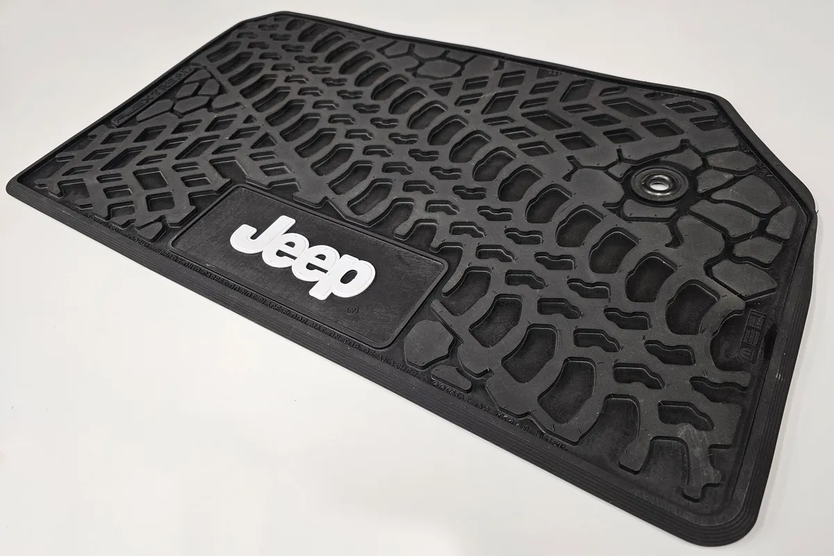 07-13 Jeep JKU 4 Dr Front and Rear -Tire Tread/Scorched Earth Scene w/ JEEP Insert - Black w/ Red Insert product image