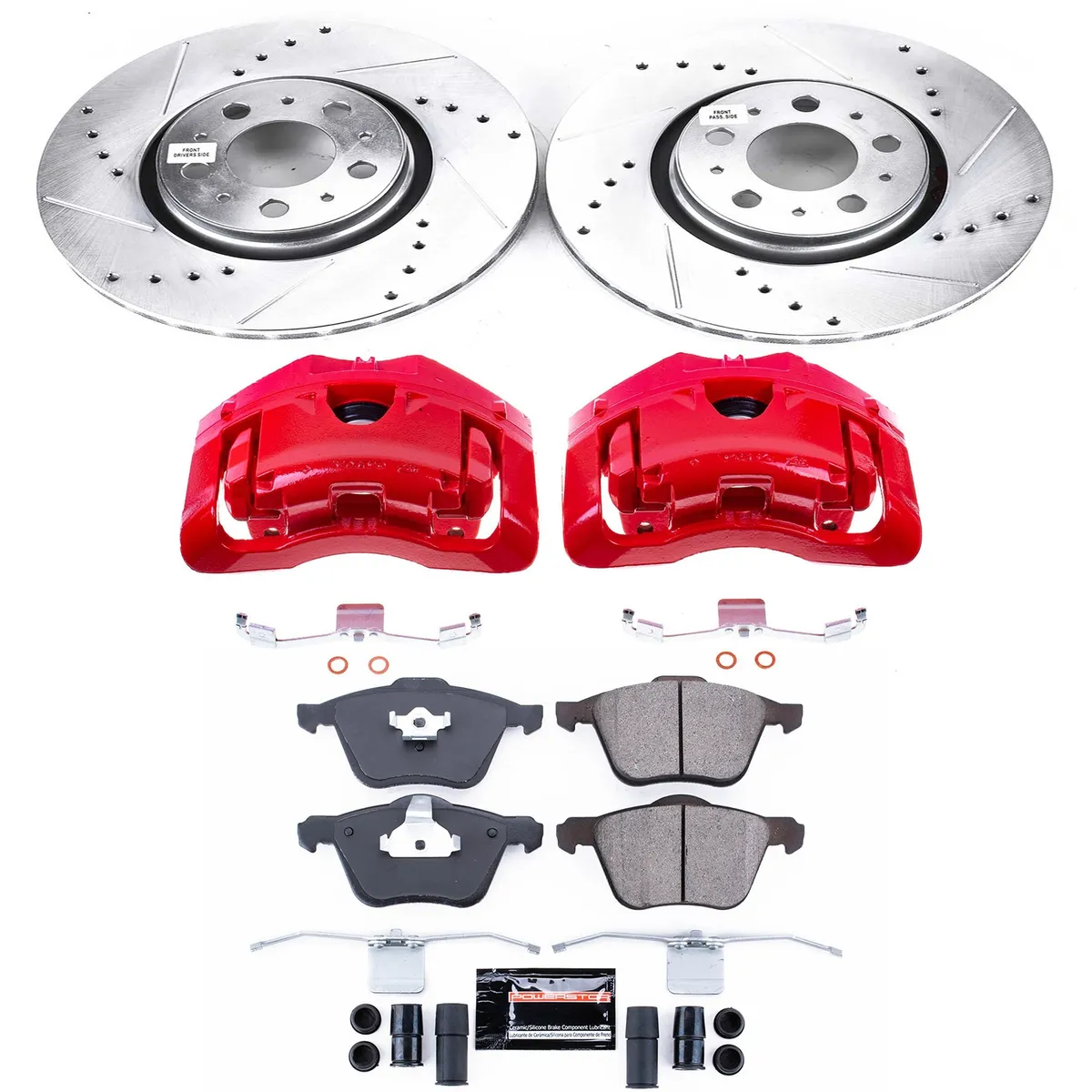Z23 Evolution Sport Upgrade Kit: Drilled/Slotted Rotors; Carbon-Fiber Ceramic Pads; Powder Coated Calipers product image