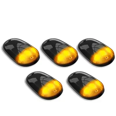 Recon Accessories Dodge 03-19 Heavy-Duty 2500 and 3500 5-Piece Set Clear Cab Roof Light Kit with White and Amber Strobe LEDs and White o