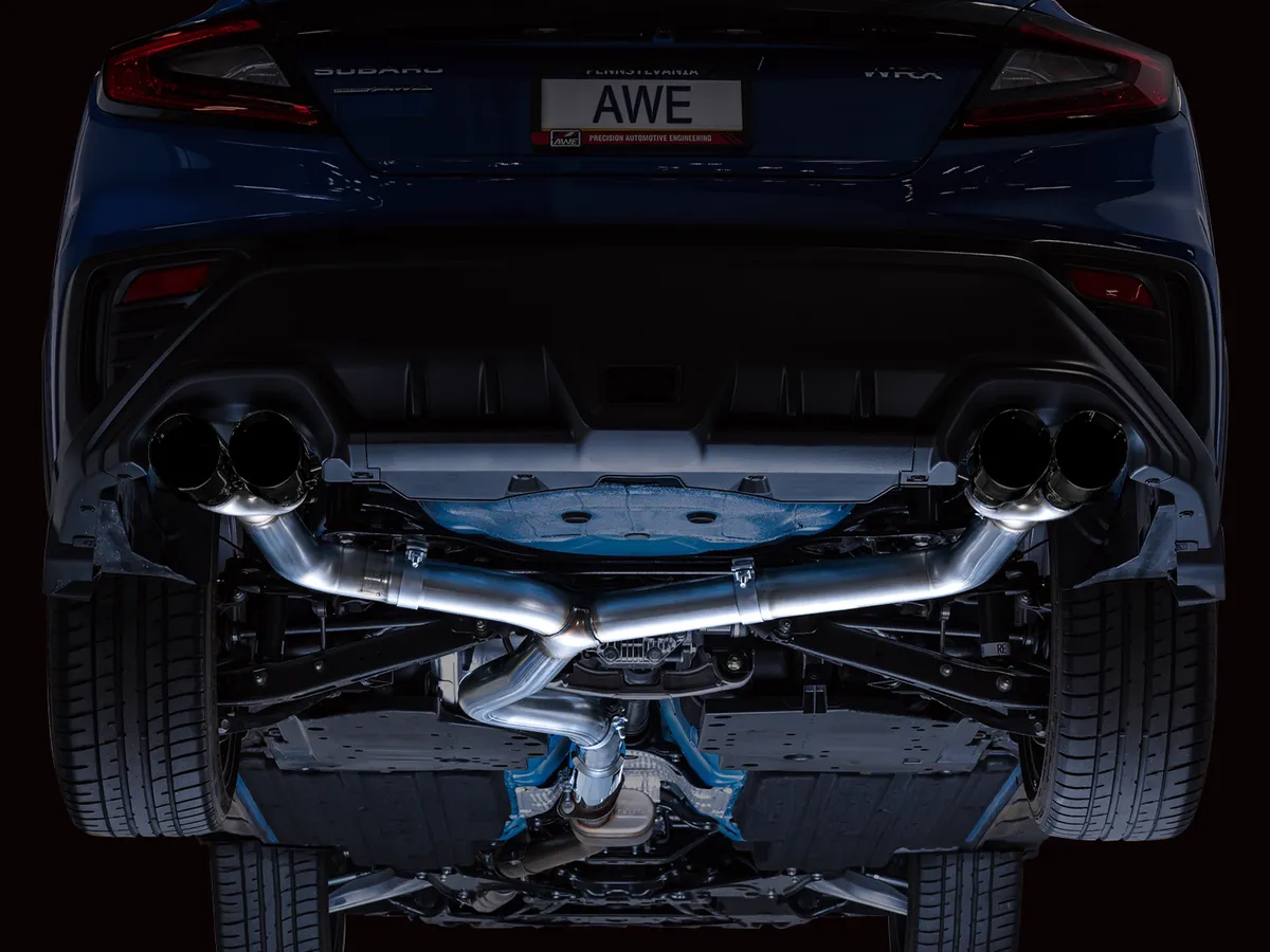 AWE Track Edition Axleback Exhaust for VB Subaru WRX - Diamond Black Tips 3020-43424 product image
