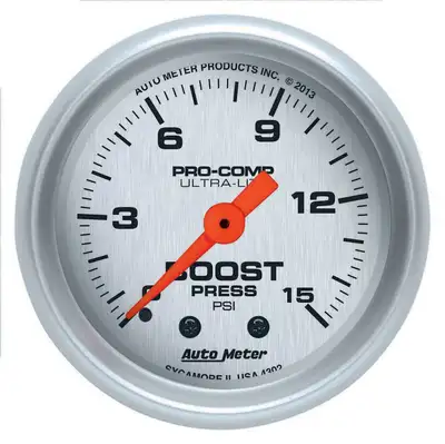 AutoMeter Gauge, Boost, 2 1/16", 15psi, Mechanical, Ultra-Lite