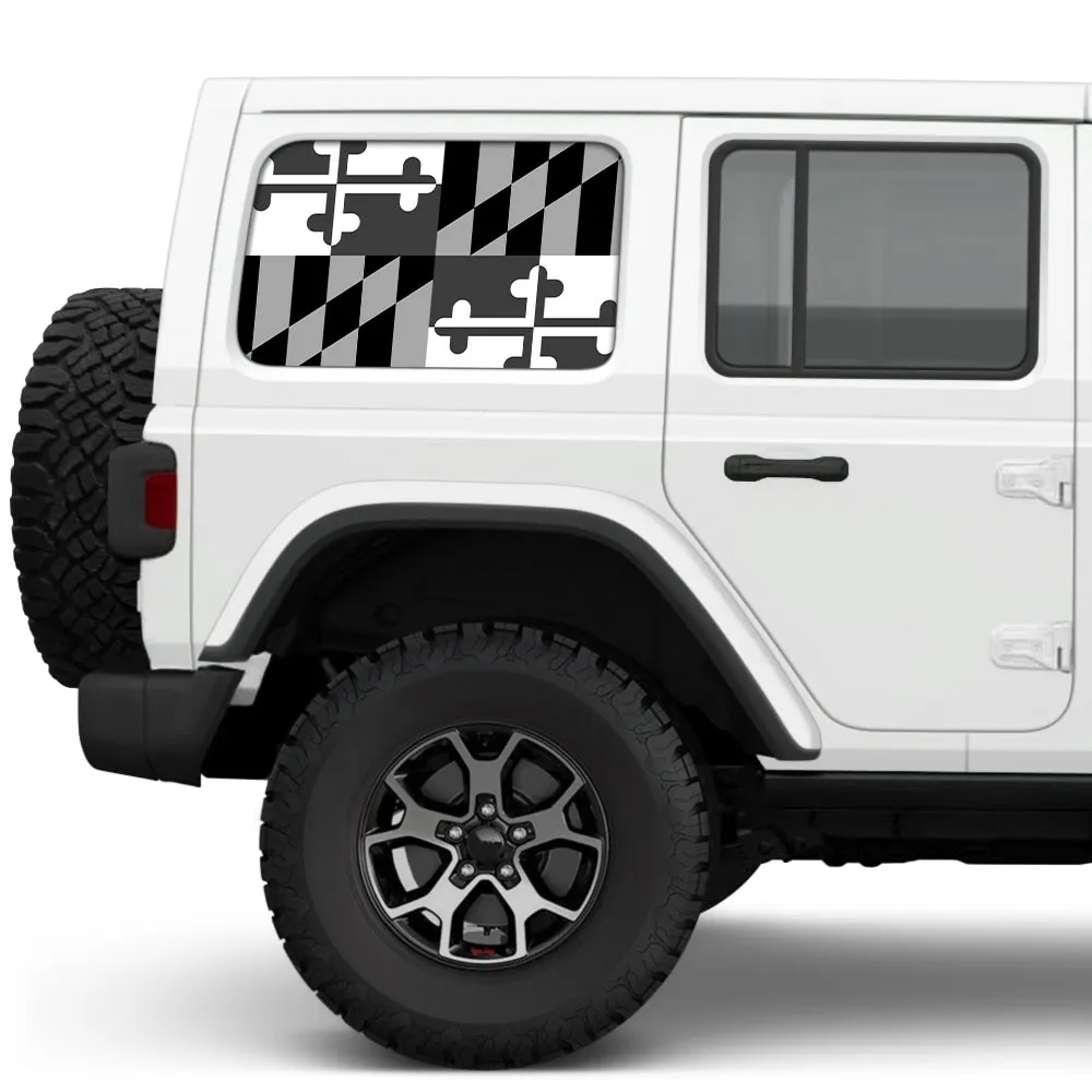 Maryland Greyscale State Flag Side Windows Printed Vinyl Decal product image