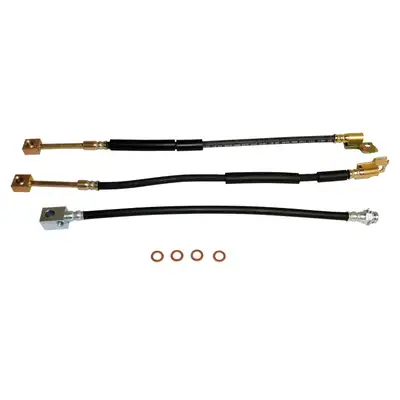 Crown Automotive Jeep Replacement Blacksilvercopper Brake Hose Kit Includes Left And Right Front Hoses Rear Hose to Axle, And 4 Brake Hose Washers