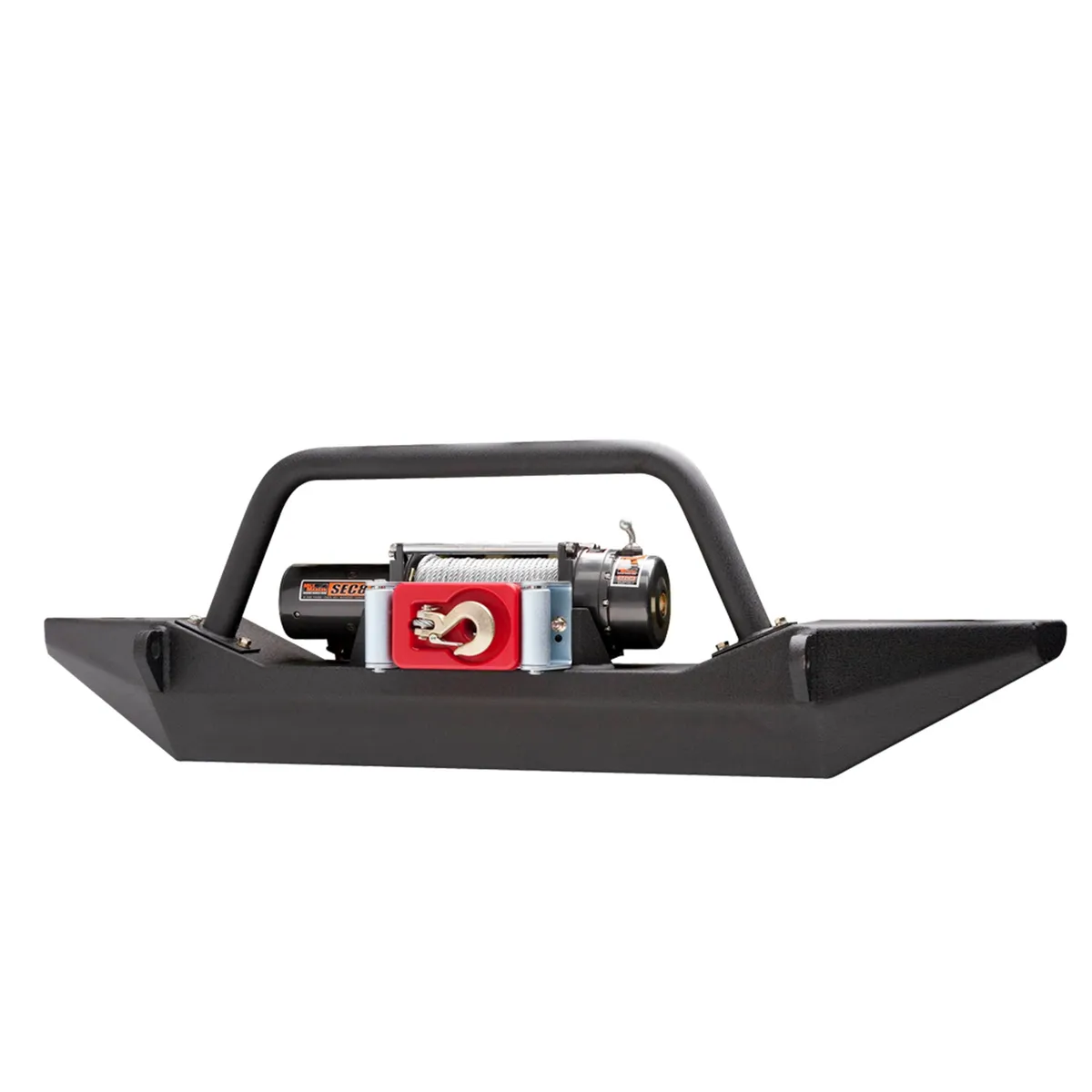 Front Bumper Sheet Metal Design; Intergrated Winch Plate; w/Shackle Mounts; Textured Black Powder Coat; product image