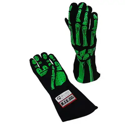 RJS Single Layer Lime Green Skeleton Gloves X-Large