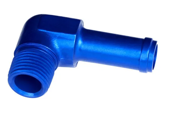 Redhorse Performance 10 (5/8) od Hose Nipple to 08 (1/2) Npt Male 90 Degree Blue