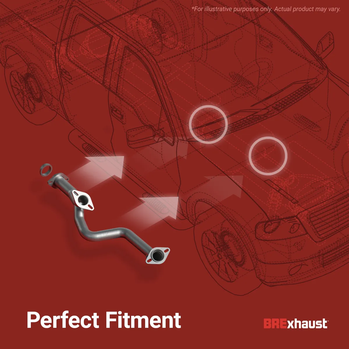 BRExhaust 2019-2023 Jeep Renegade 1.3L | 2019-2023 Fiat 500X 1.3L Direct-Fit Exhaust Front Pipe Kit 107-0396 product image