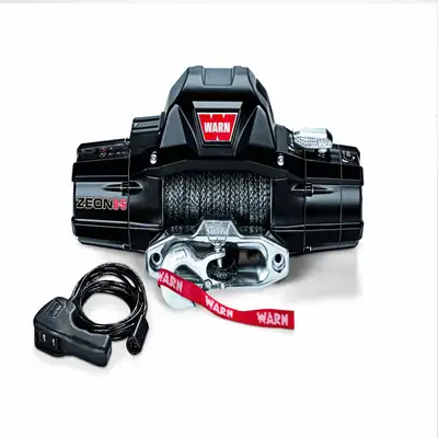 Warn WARN - Vehicle Mounted; Vehicle Recovery Winch; 12 Volt Electric; 8000 Pound Line Pull Capacity; 100 Foot Synthetic Rope; Hawse Fairlead; Wired Remote; Conve