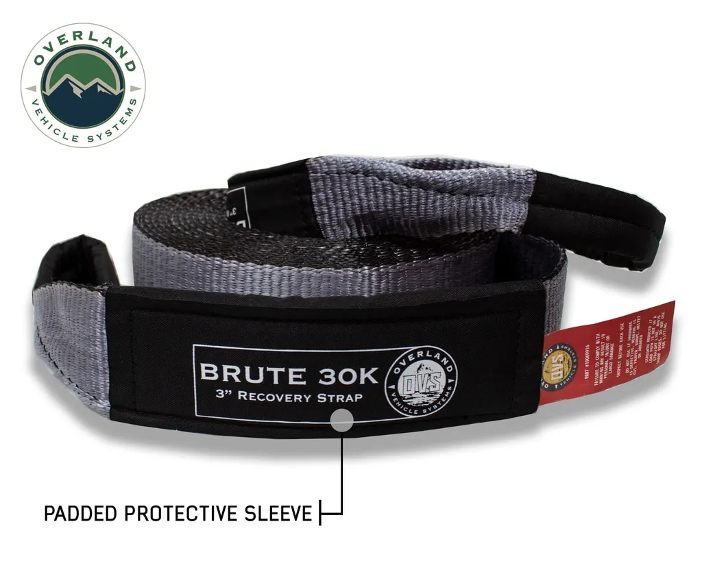 Overland Vehicle Systems Overland Vehicle Systems Tow Strap 30000 lb. 3in x 30ft Gray With Black Ends AND Storage Bag
