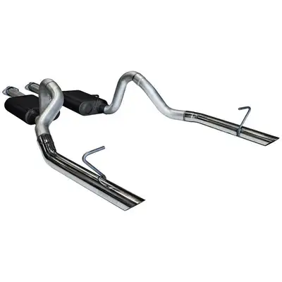 Flowmaster 86-93 Ford Mustang LX 5.0L / 86 GT 5.0L 2.50in Outlet Super 44 Series Mufflers Stainless OEM Style Tips American Thunder DOR Mandrel Bent Tubing 16 Gauge Aluminized Steel