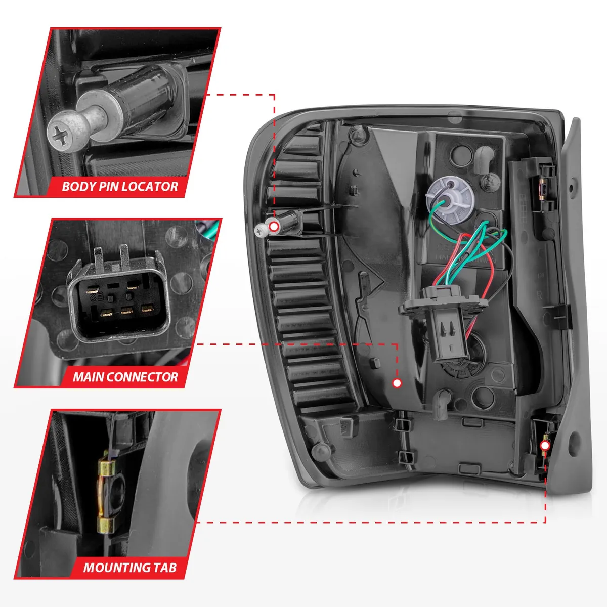 LED Tail Lights w Light Bar Chrome Housing Red Clear Lens Jeep Grand Cherokee 1999-2004 product image