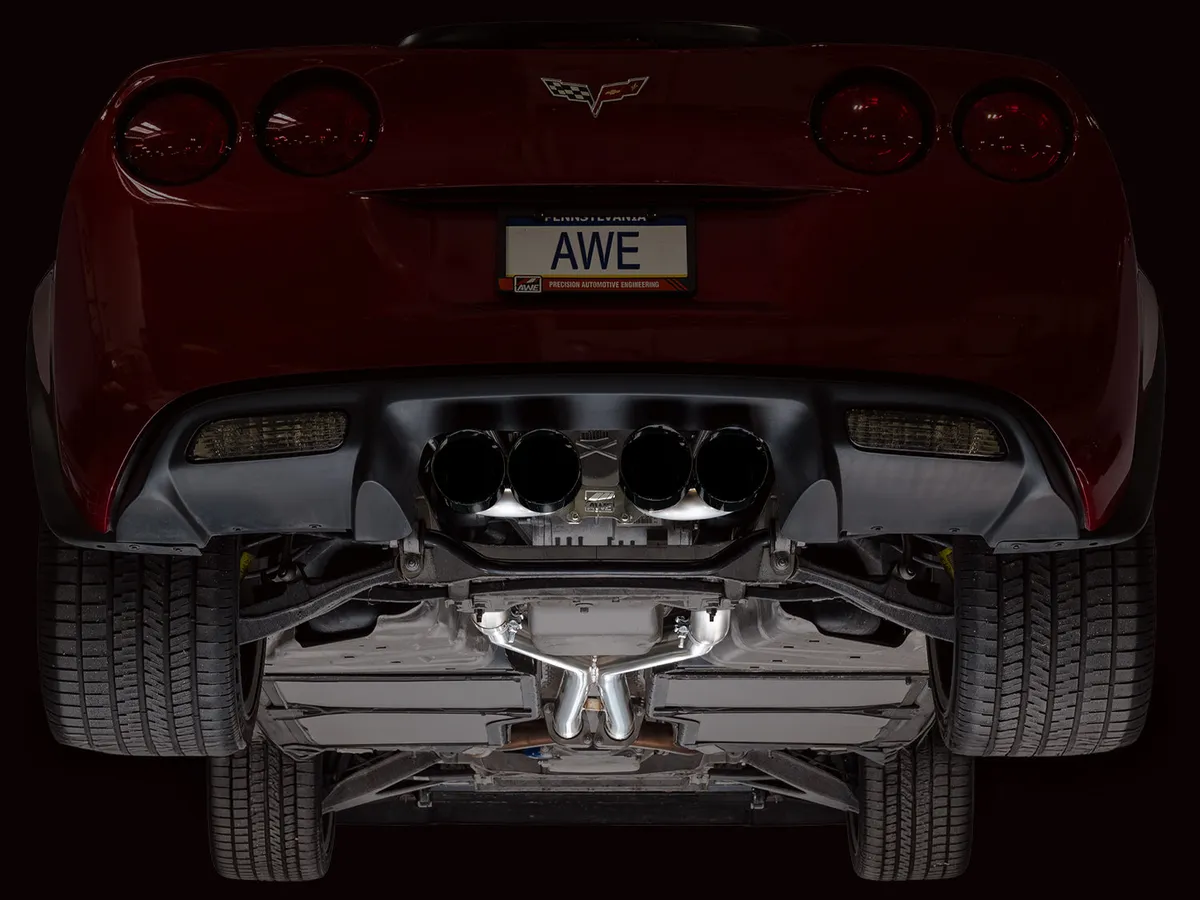AWE Touring Edition Axleback Exhaust for C6 Chevrolet Corvette 6.0L (2005-2007) and 6.2L (2008) - Diamond Black Tips 3015-43660 product image