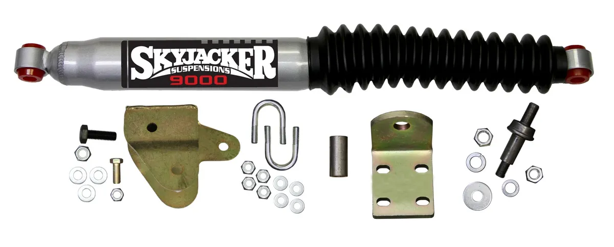 Steering Stabilizer Single Kit For Use w/Adjustable Track Bar And Stabilizer Assembly Silver w/Black Boot Skyjacker product image