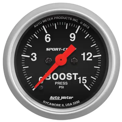 AutoMeter Gauge, Boost, 2 1/16", 15psi, Digital Stepper Motor, Sport-Comp