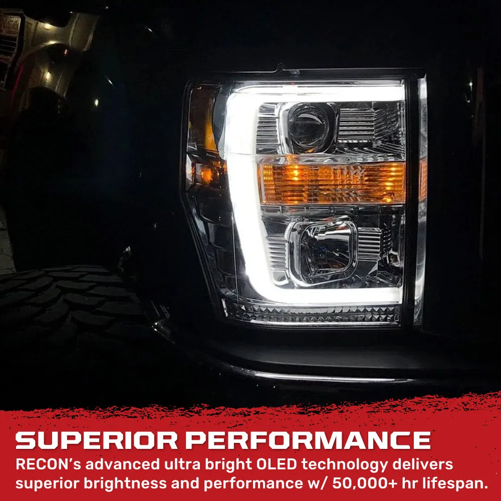 Ford Superduty 08-10 F250f350f450f550 Projector Headlights w Ultra High Power Smooth Oled Halos And DRL - Smoked b product image