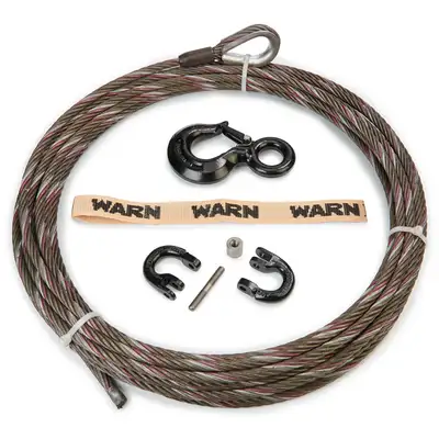 Warn Severe Duty Wire Rope Assembly, 7/16 in x 100 ft, with Coupling Link and 5-Ton Hook