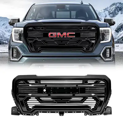 AMERICAN MODIFIED American Modified Amgmaa00111 Armor Grille Emblem Base Outside Surround And Front Camera Bracket Glossy Black