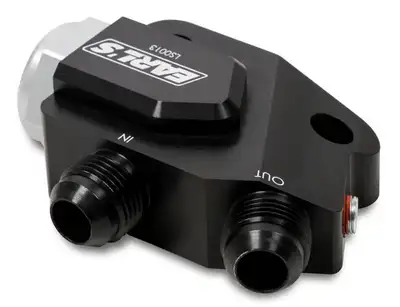 Synergy Manufacturing Earls LS Side Mount Oil Cooler Adapter w/ 212 degree thermostat