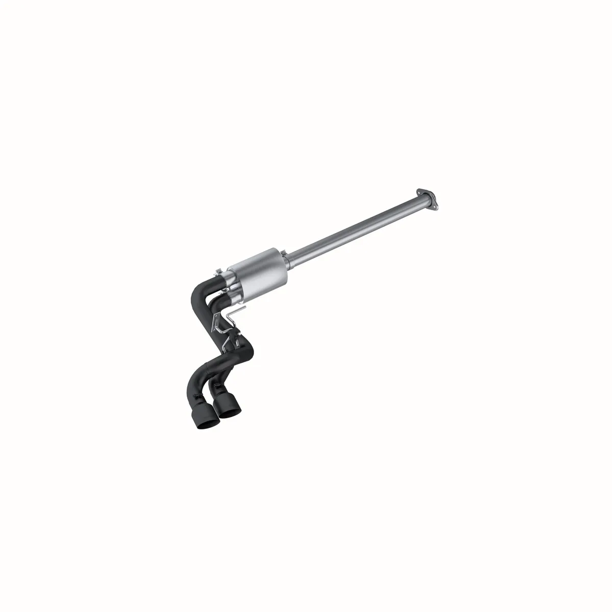 Armor BLK Cat Back Exhaust System; 3 in.; Incl. Front Pipe/Ext. Pipe/Muffler/Tailpipes/Hardware/4.5 in. OD Tips; Pre Axle Dual Side Outlet Exit; Black Coated; product image